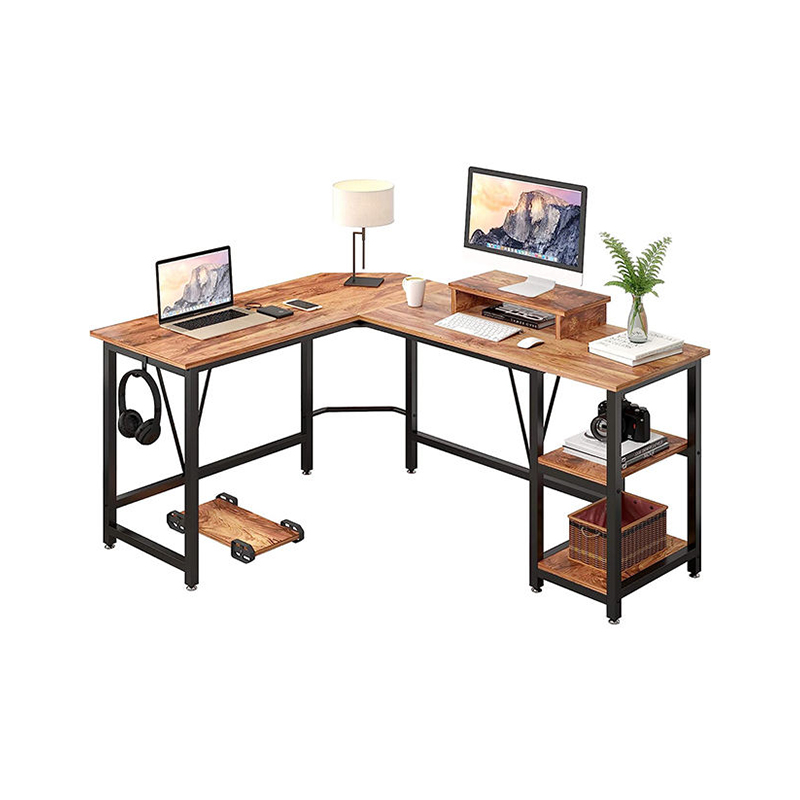 L-shaped steel and wood desk-stable and durable, improve office efficiency